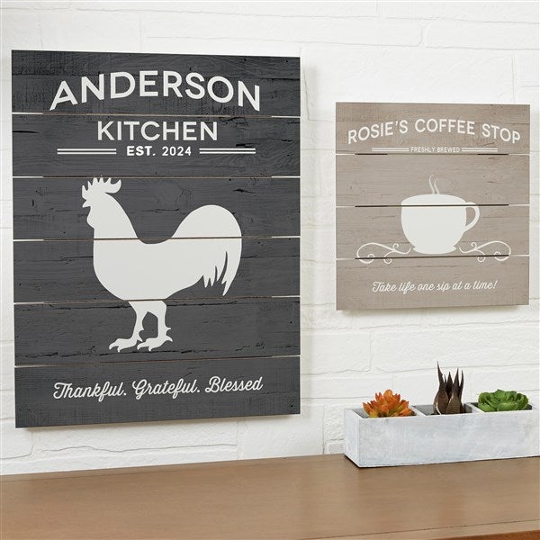 Farmhouse Kitchen Personalized Wooden Slat Signs - 19162