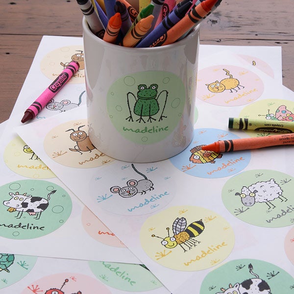 Personalized Kids Stickers - Little Creatures Design - 1918