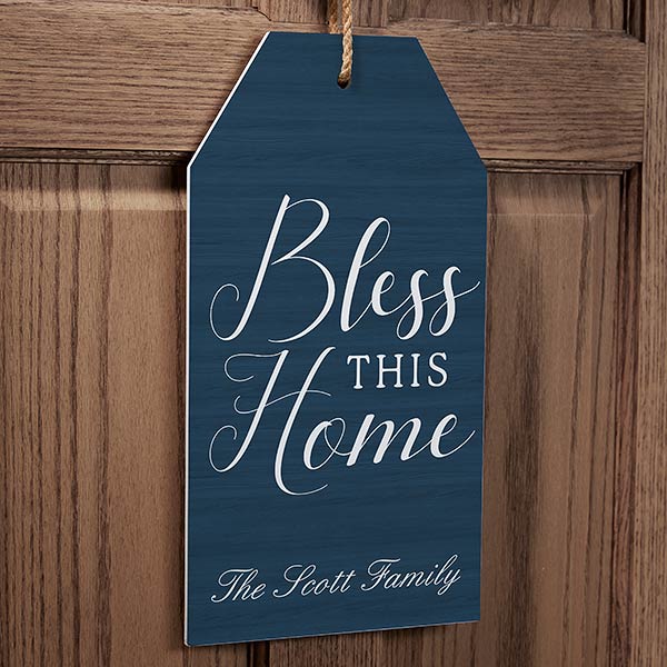 Personalized Wood Wall Tag Art - Bless This House - 19189