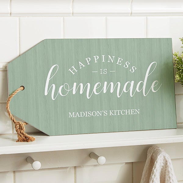 Personalized Wall Art Wood Tag - Happiness Is Homemade - 19190