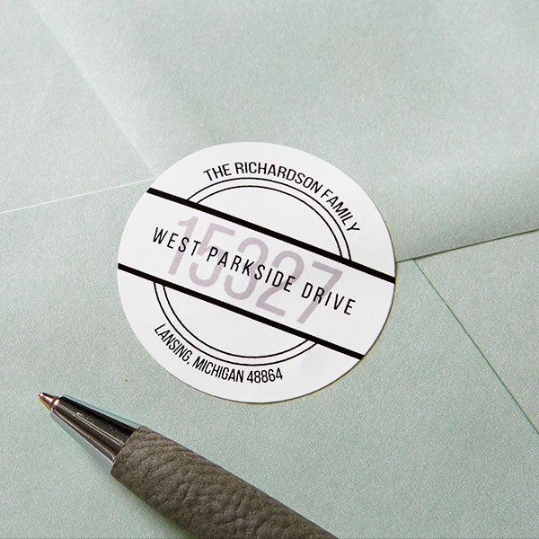 personalized address labels modern circle