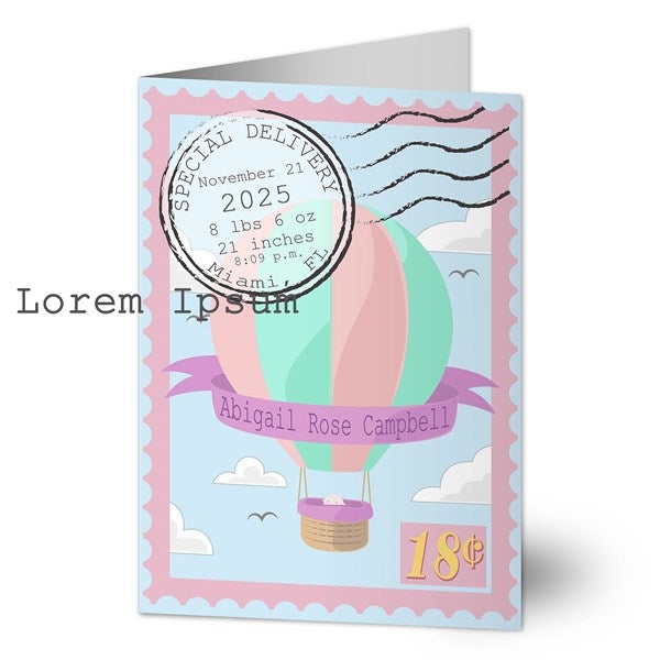 Personalized Baby Girl Card - Special Delivery - 19242