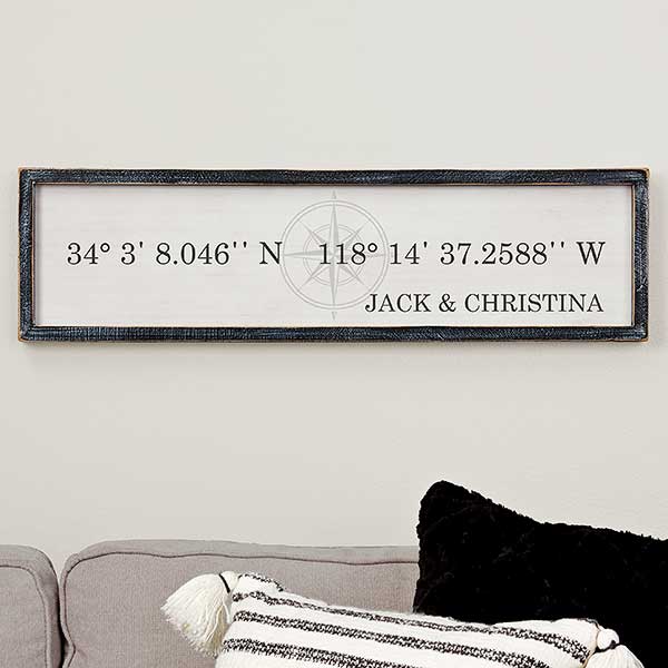 Personalized Barnwood Wall Art - Latitude & Longitude - 19253