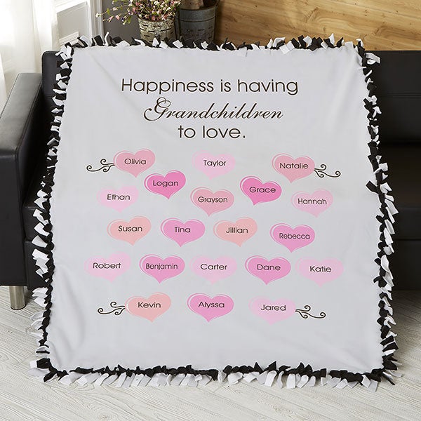 Happiness Is... Personalized 50x60 Tie Blanket For Her