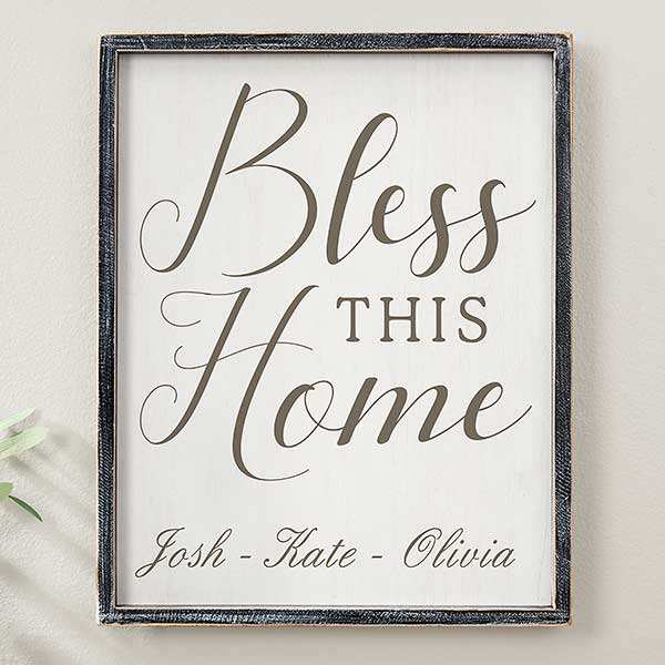 Bless This Home Personalized Wall Art - Barnwood Frame - 19278