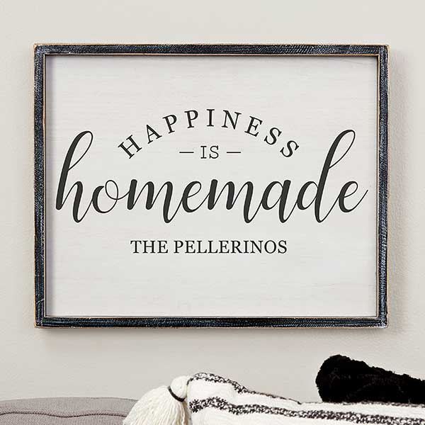 Custom Barnwood Wall Art - Happiness is Homemade - 19279