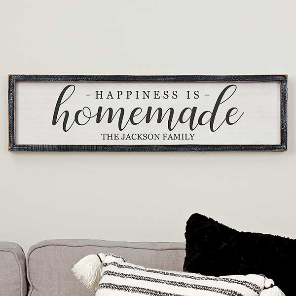 Personalized Barnwood Wall Art - Happiness is Homemade - 19289