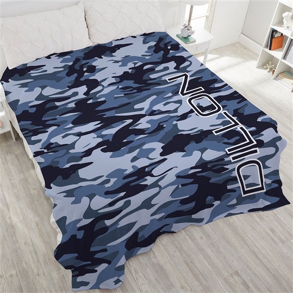 Personalized 90x108 Plush King Fleece Camo Blanket