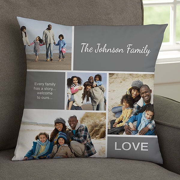 Photo Collage Throw Pillow - Family Love - 19319