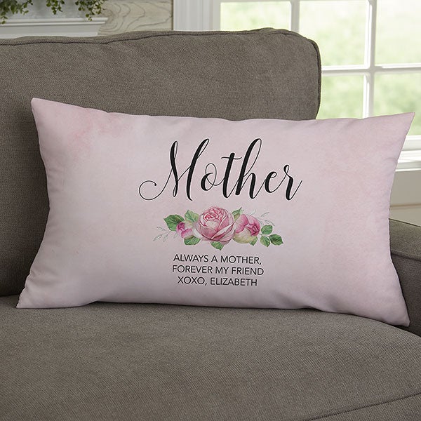 Home Is Where Mom Is Personalized Lumbar Velvet Throw Pillow