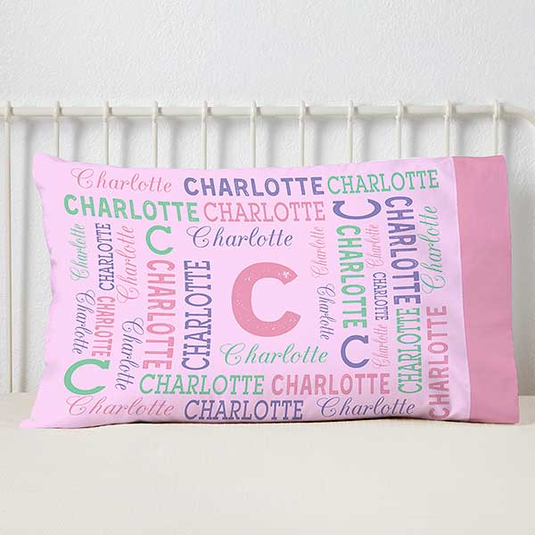 Personalized Kids' Pillowcases - Repeating Girl Name - 19325