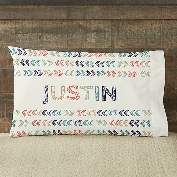 Stencil Boy Name Personalized Full Color Pillowcase