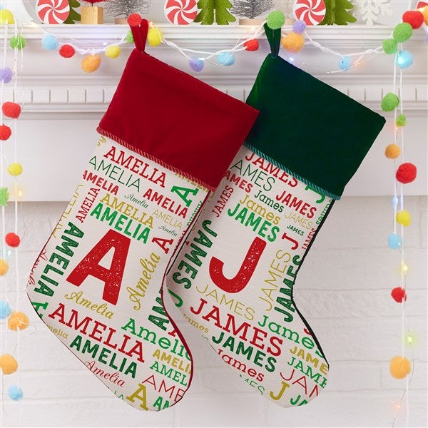 Personalized Christmas Stockings For Kids - Name & Monogram - 19353