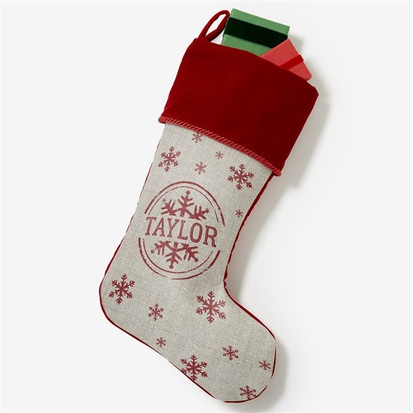 Stamped Snowflake Personalized Christmas Stockings - 19357