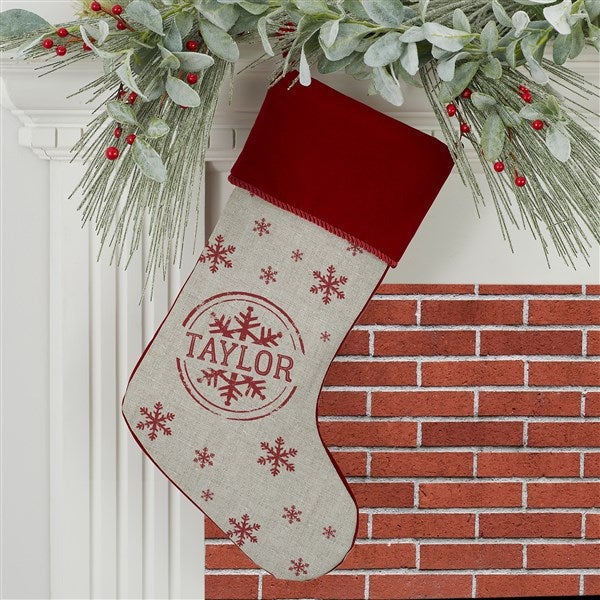 Stamped Snowflake Personalized Christmas Stockings - 19357