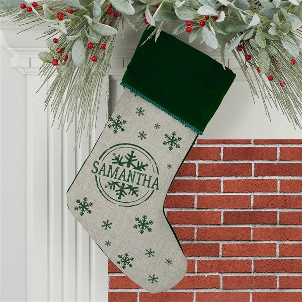 Stamped Snowflake Personalized Christmas Stockings - 19357