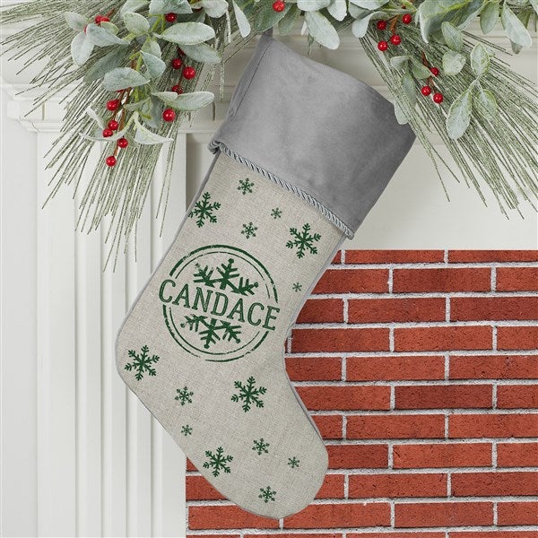 Stamped Snowflake Personalized Christmas Stockings - 19357
