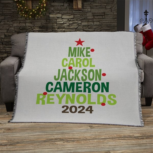 Personalized Holiday Blankets - Christmas Family Tree - 19358