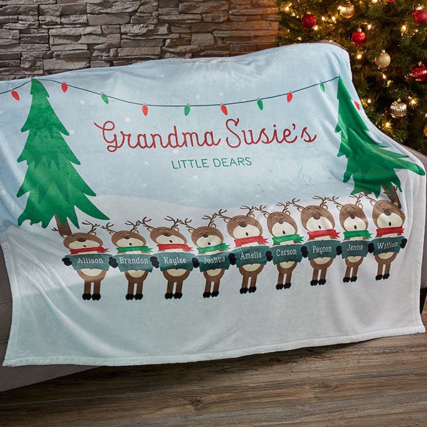 Personalized Christmas Blankets - Reindeer Family - 19361
