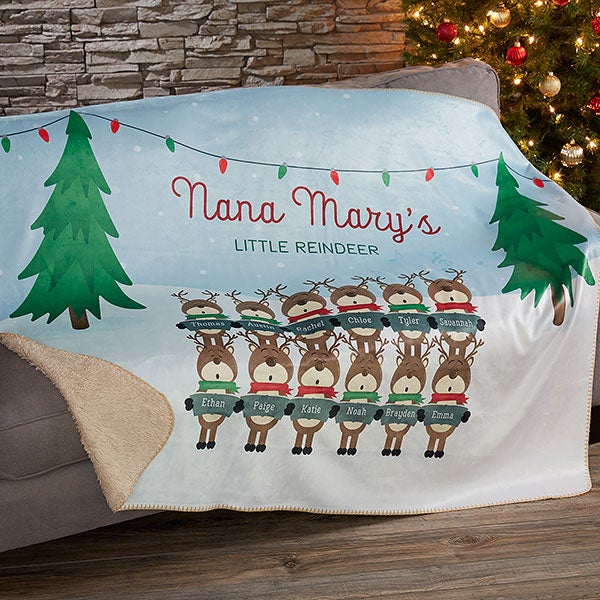 Personalized Christmas Blankets - Reindeer Family - 19361