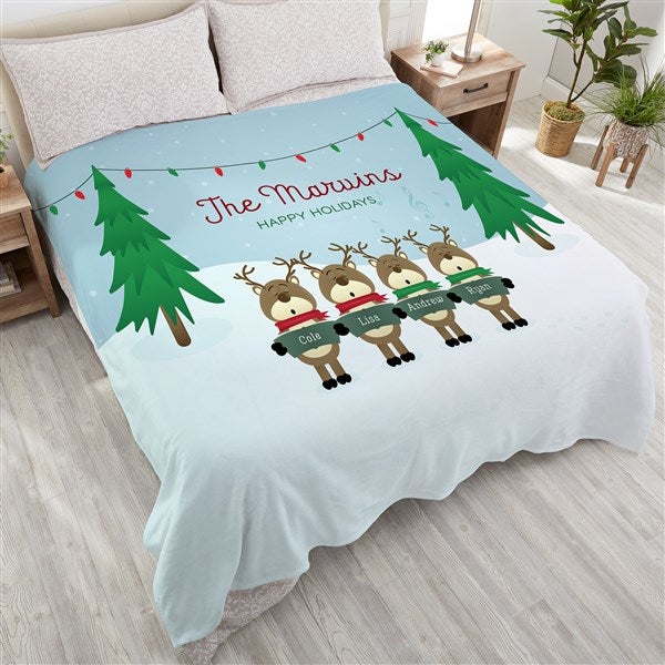 Personalized Christmas Blankets - Reindeer Family - 19361