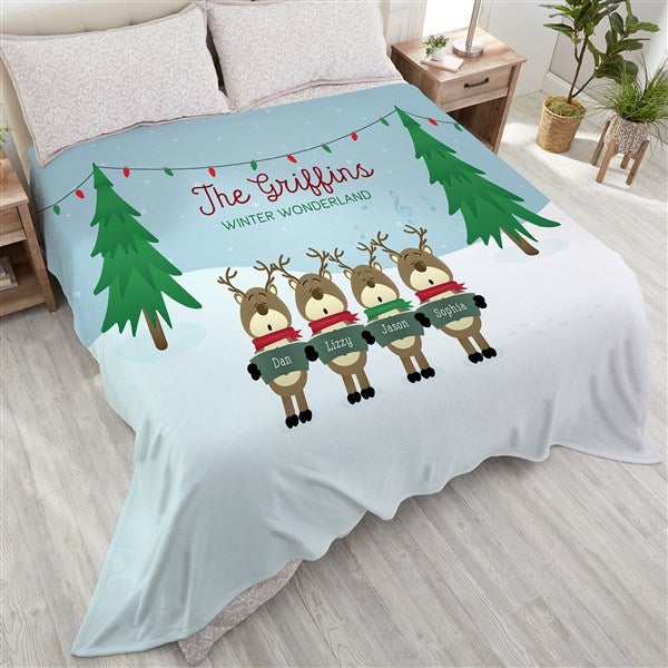 Personalized Christmas Blankets - Reindeer Family - 19361