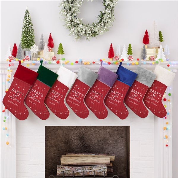 Personalised Santa Stocking Baby's First Christmas Red 