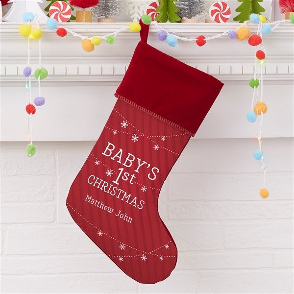 Baby's First Christmas Personalized Burgundy Christmas Stocking