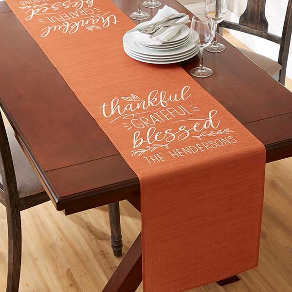 Personalized Table Runner - Thankful, Grateful, Blessed - 19427