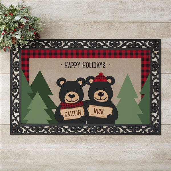 Personalized Holiday Doormats - Black Bear Family - 19461