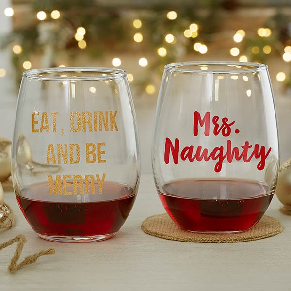 Personalized Christmas Wine Glasses