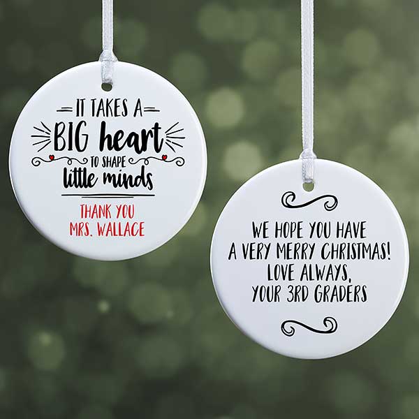 Personalized Teacher Ornament - It Takes A Big Heart - 19501