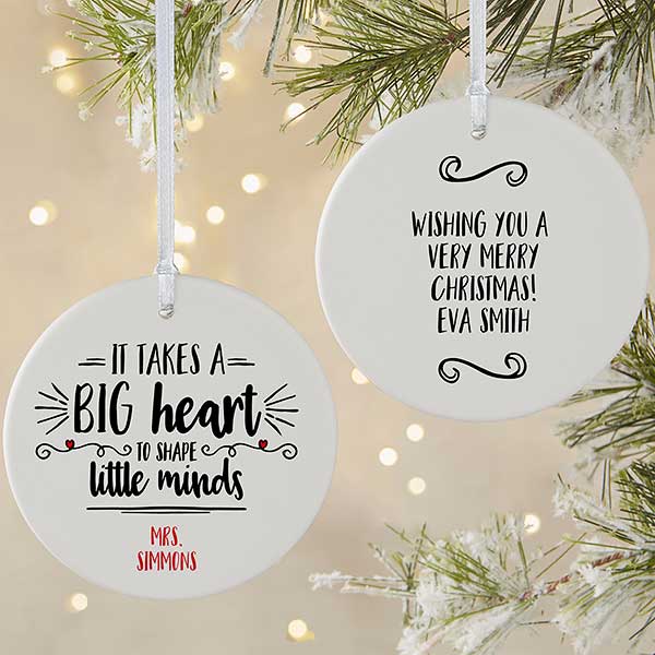 Personalized Teacher Ornament - It Takes A Big Heart - 19501
