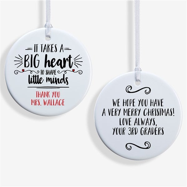 Personalized Teacher Ornament - It Takes A Big Heart - 19501