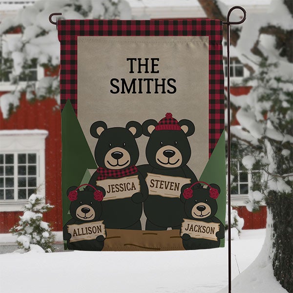 Personalized Garden Flag - Winter Bear Family - 19519