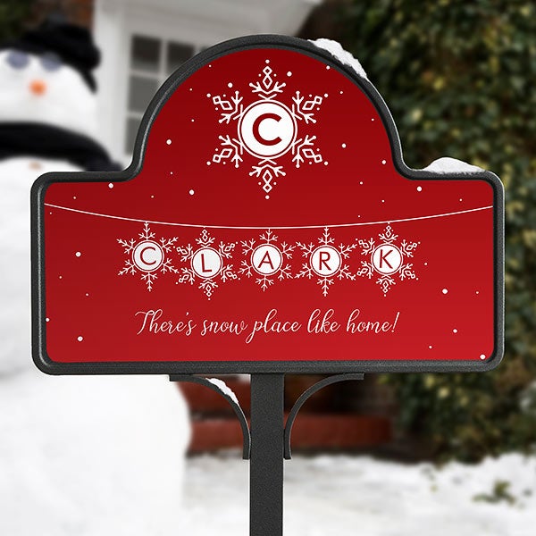 Personalized Garden Stake - Holiday Snowflakes - 19526