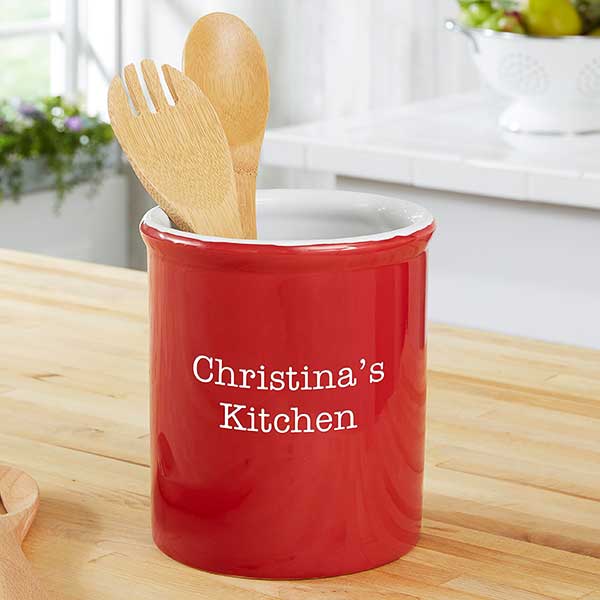 Personalized Kitchen Utensil Holder - Classic Red - 19527