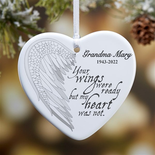 Choice of 3 Memorial Quotes. Angel Wings Memorial Holiday Ornament