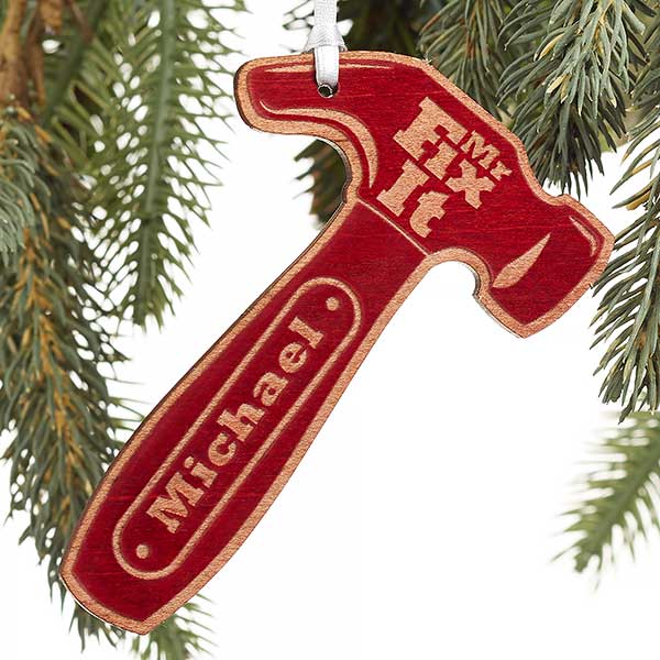 Engraved Wood Ornaments - Mr. Fix-It Hammer - 19562