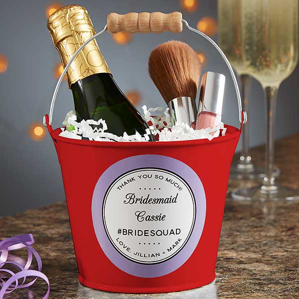Wedding Party Favor Personalized Mini Metal Bucket Red