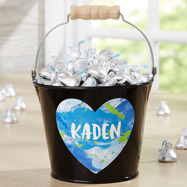 Personalized Mini Treat Buckets For Kids - Watercolor Name - 19579