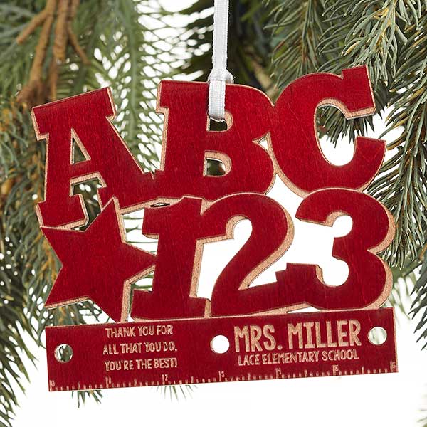 ABC & 123 Personalized Teacher Ornament - 19590