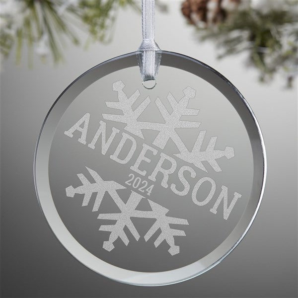 Snowflake Family Personalized Glass Ornaments - 19593