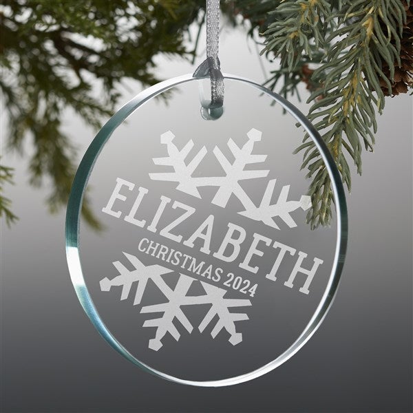 Snowflake Family Personalized Glass Ornaments - 19593