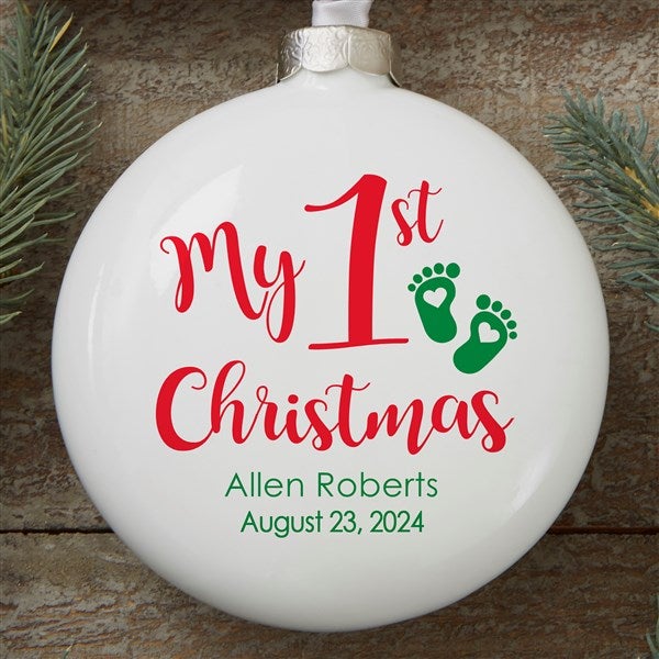 Personalized Baby's First Christmas Ornament - Deluxe Slim Globe - 19603