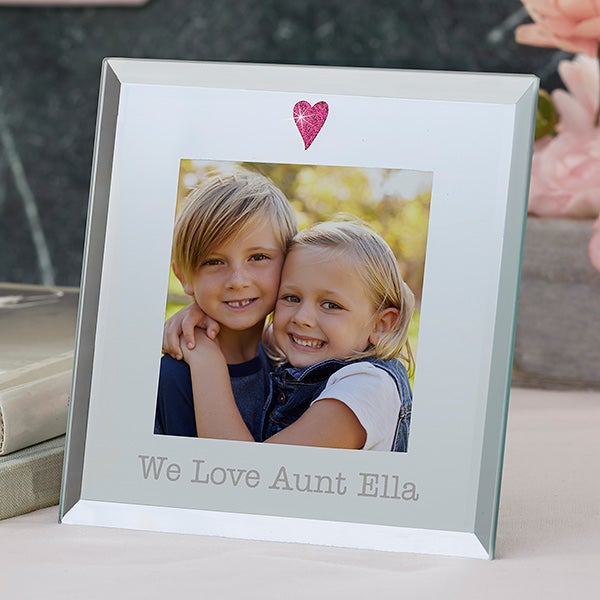 Personalized Glass Heart Mini Picture Frame - 19619