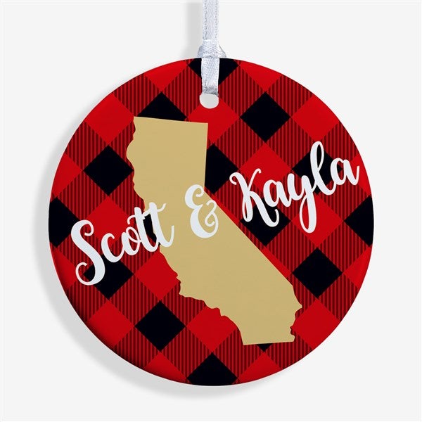 State Pride Buffalo Check Personalized Ornaments - 19646