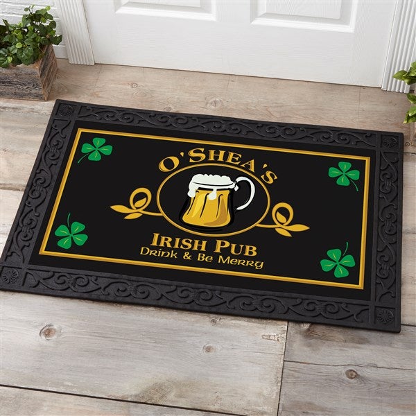 Personalized Irish Pub Door Mat - Four Leaf Clover Design - 1966