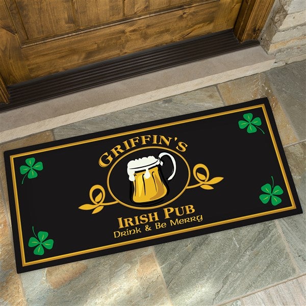 Personalized Irish Pub Door Mat - Four Leaf Clover Design - 1966