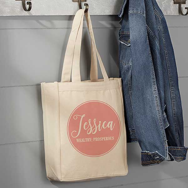 Personalized Canvas Tote Bag - Name & Meaning